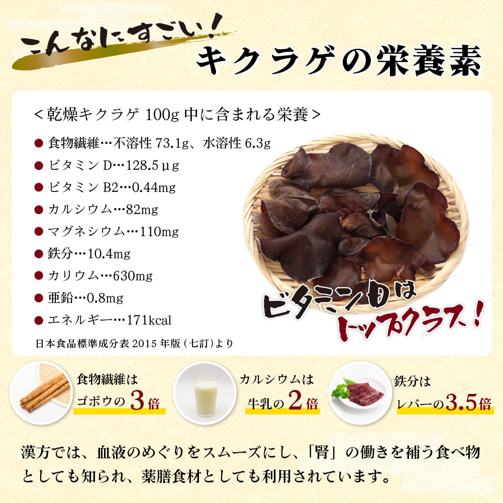 熊本県産乾燥きくらげ3点セット