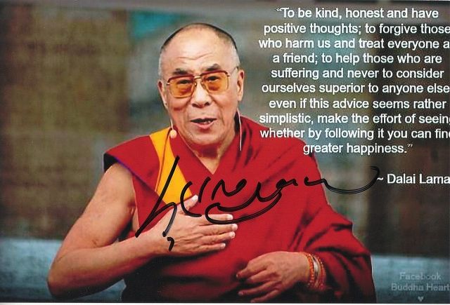 ダライ・ラマ14世直筆サイン入り写真 チベット最高指導者/ノーベル平和