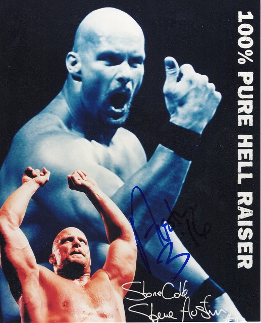 テキサスのガラガラ蛇　スティーブ・オースチン　直筆サイン色紙（WWEスター） ストーン・コールド・スティーブ・オースチン直筆サイン入り写真□WWE