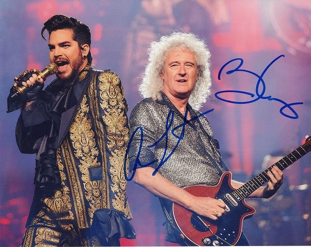 ブライアン・メイ&アダム・ランバート直筆サイン入り写真□Queen +