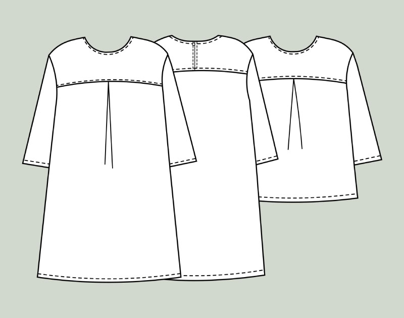 寸法図【NO.161】ヨーク切り替えのノーカラーブラウス [M便 0/1