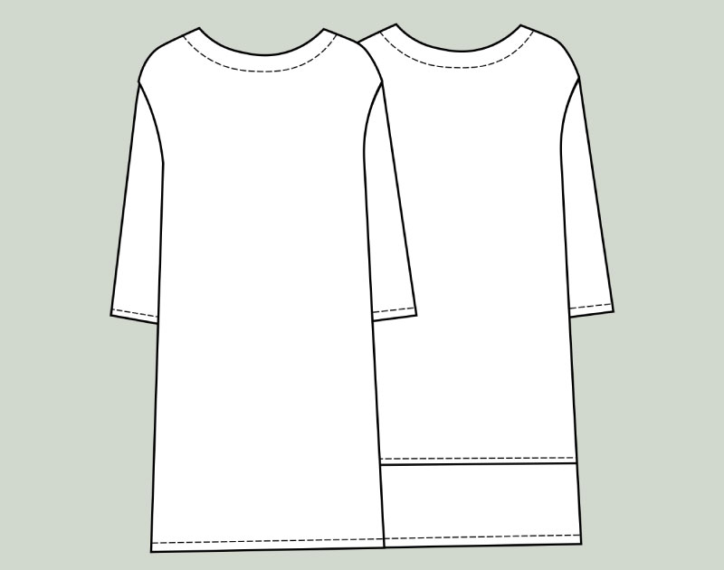 寸法図【NO.144】ボートネックの切替チュニック [M便 0/1]の通販