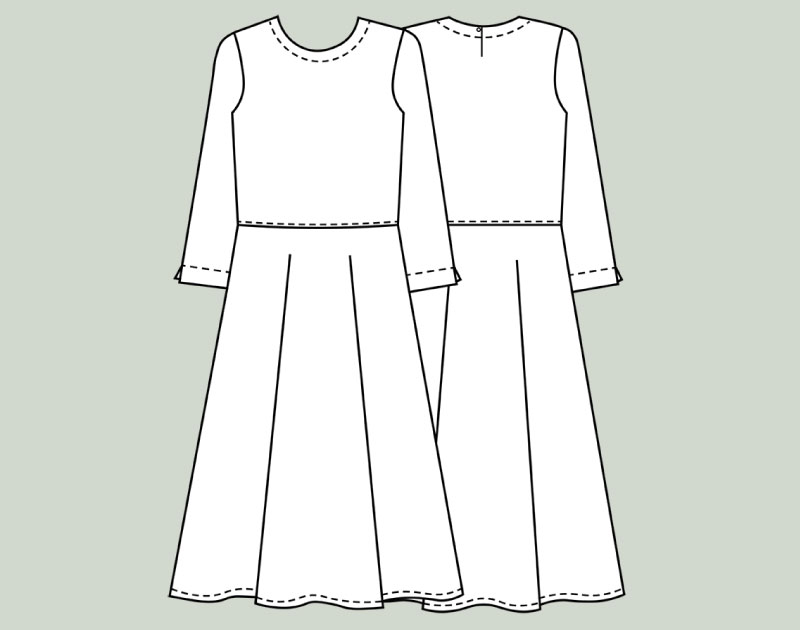 寸法図【NO.65】ウエスト切替のシンプルワンピース [M便 0/1]の通販