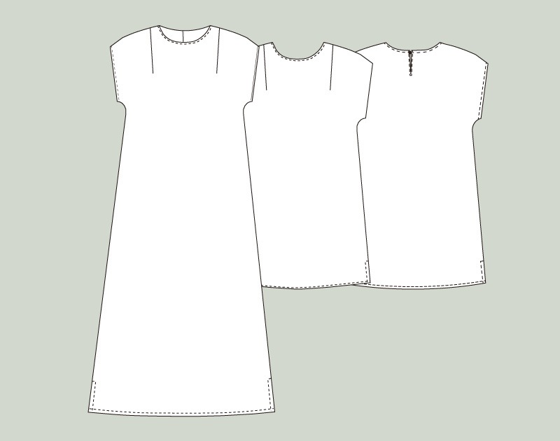 寸法図【NO.193】肩タック入りのフレンチスリーブワンピース＆ブラウス