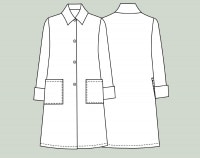 レース付 ラウンドネックコート HUIS×尾州”縮絨ウールフランネルワイドショートコート