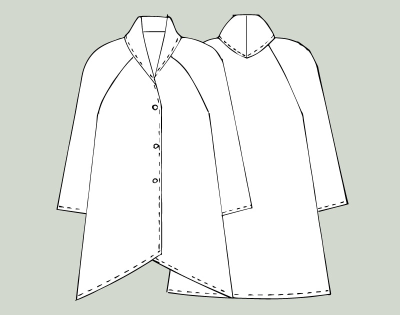 寸法図【NO.630】へちま風変わり衿のラグランコート [M便 0/1]の通販