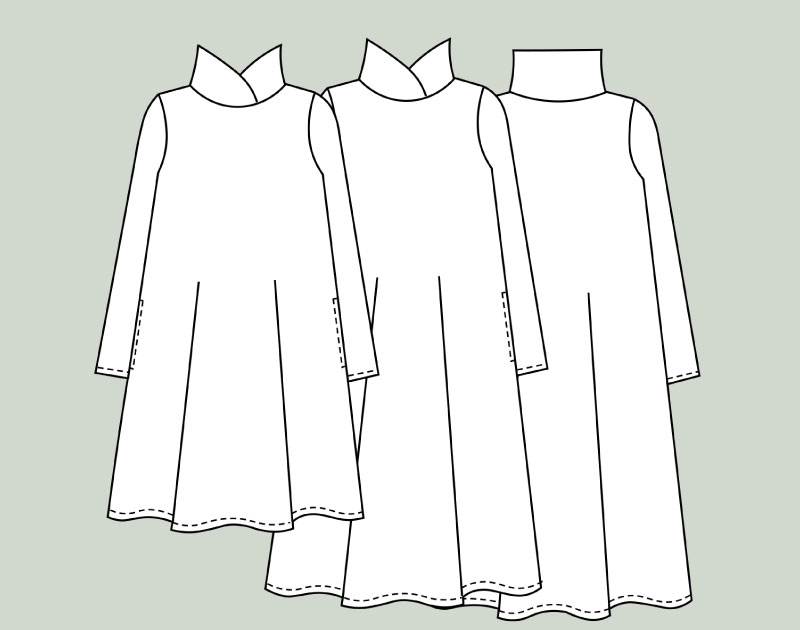 寸法図【NO.281】重ね衿のニットワンピース（ニット用） [M便 0/1]の