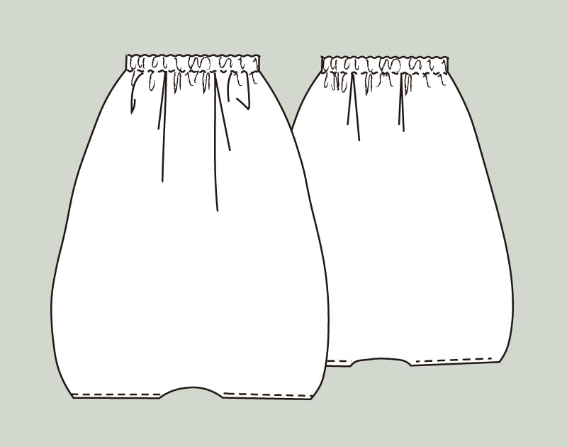 寸法図【NO.335】バルーンシルエットのパンツ風スカート [M便 0/1]の