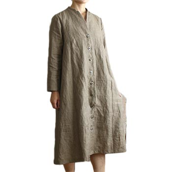 ワンピース Nazy ENGINEERED GARMENTS｜コットン ビッグプレイド バンドカラー