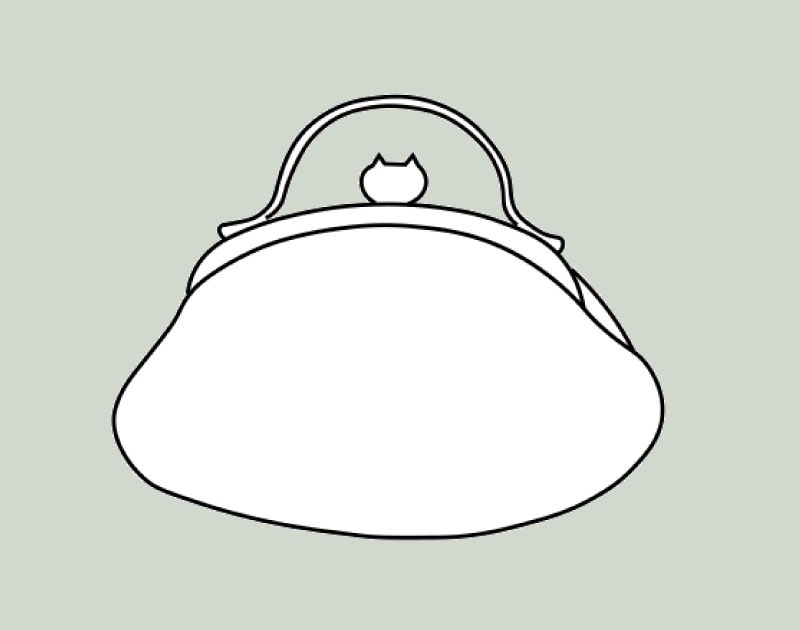 寸法図【NO.3735】ネコ型つまみがまぐち [M便 0/1]の通販 | SWANY