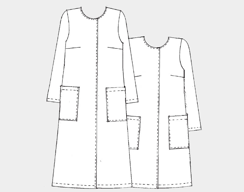 実物大型紙【No.611】ノーカラーの胸ダーツ入りコート(SML・2L) [M便 1