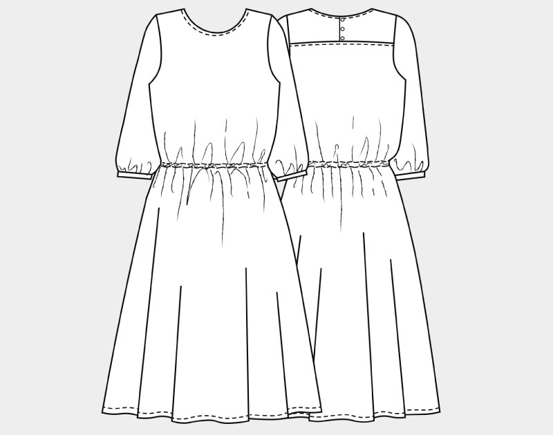 実物大型紙【No.31】ウエストマークのギャザーワンピース(SML・2L) [M