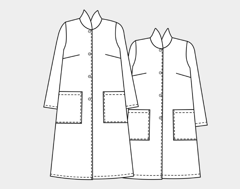実物大型紙【No.650】幅広スタンドカラーのコート(SML・2L) [M便 1/3