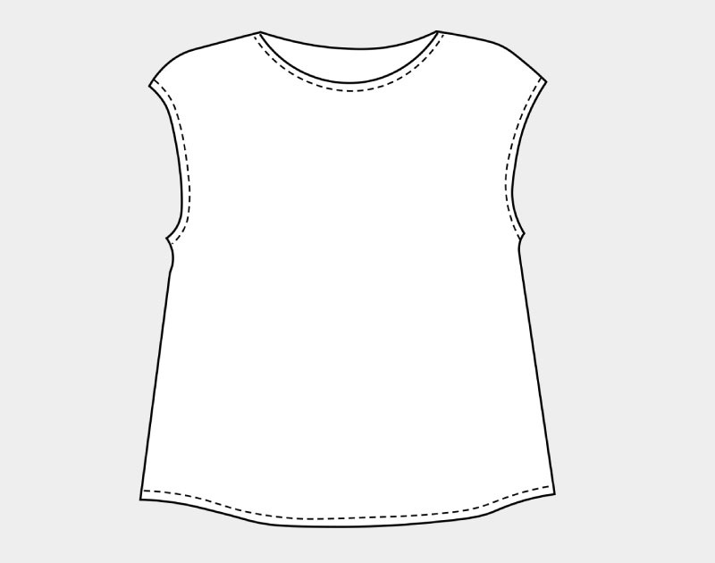 実物大型紙【No.9918】フレンチスリーブの ラウンドネックベスト