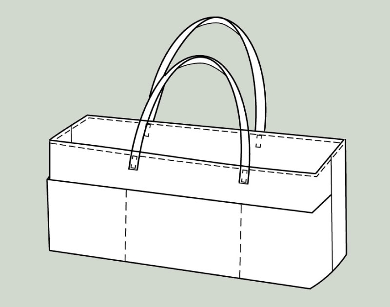 寸法図【NO.3190】片側ポケットの横長ト－トバッグ [M便 0/1]の