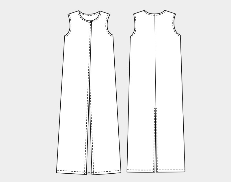 実物大型紙【No.920】後スリットのロングジレ(SML・2L) [M便 1/2]の