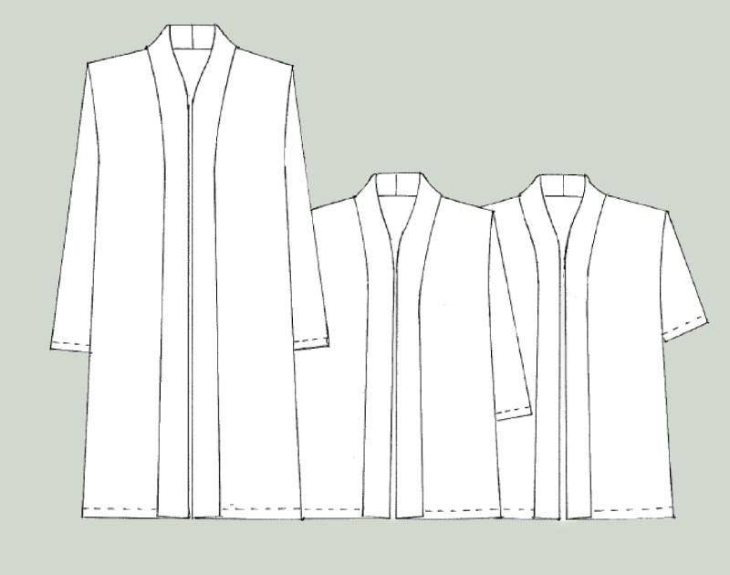 寸法図【NO.505】広幅衿の切り替えジャケット（ニット用） [M便 0/1]の