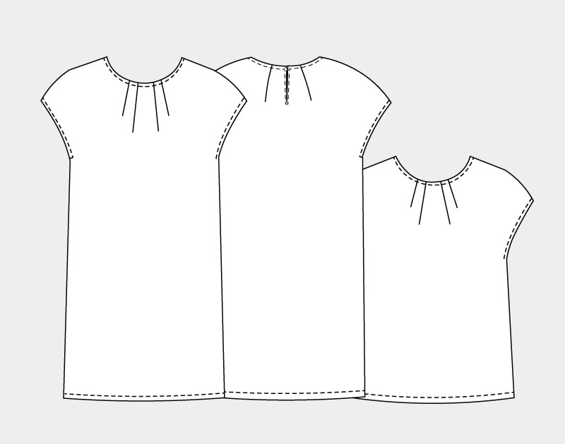 実物大型紙【No.106】衿ぐりタックのフレンチスリーブチュニック(SML