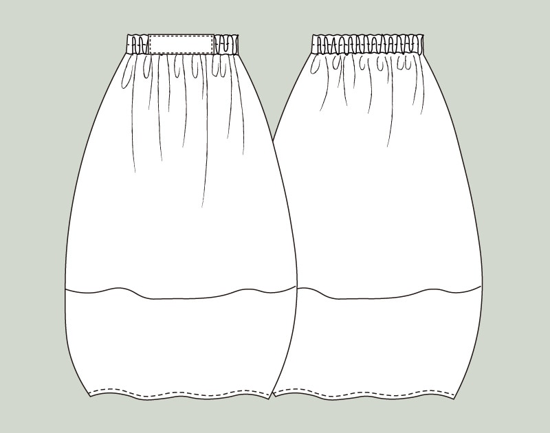 寸法図【NO.329】前ウエストタックのバルーンスカート [M便 0/1]の通販