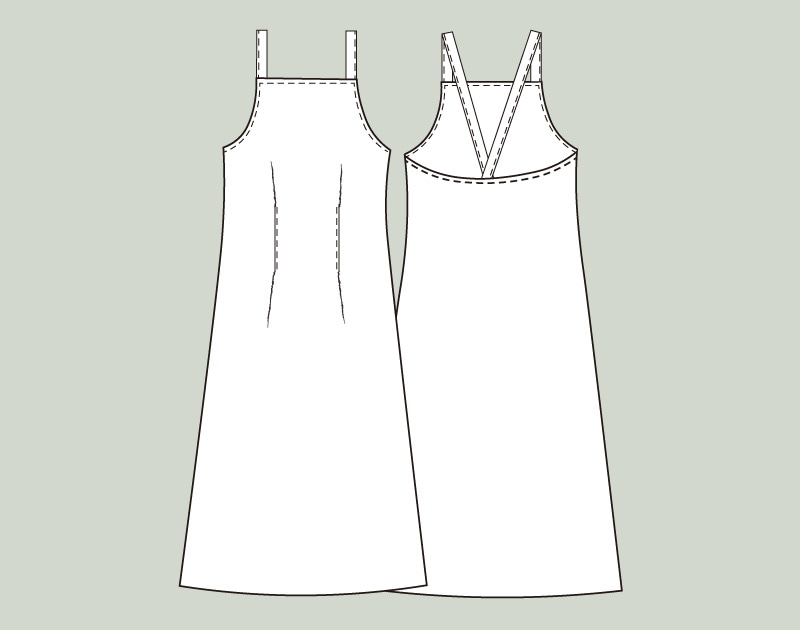 寸法図【NO.806】前ウエストタックのスリムジャンパースカート [M便 0