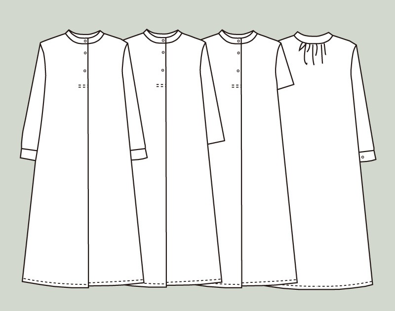 寸法図【NO.60】スタンドカラーの前タックワンピース [M便 0/1]の通販