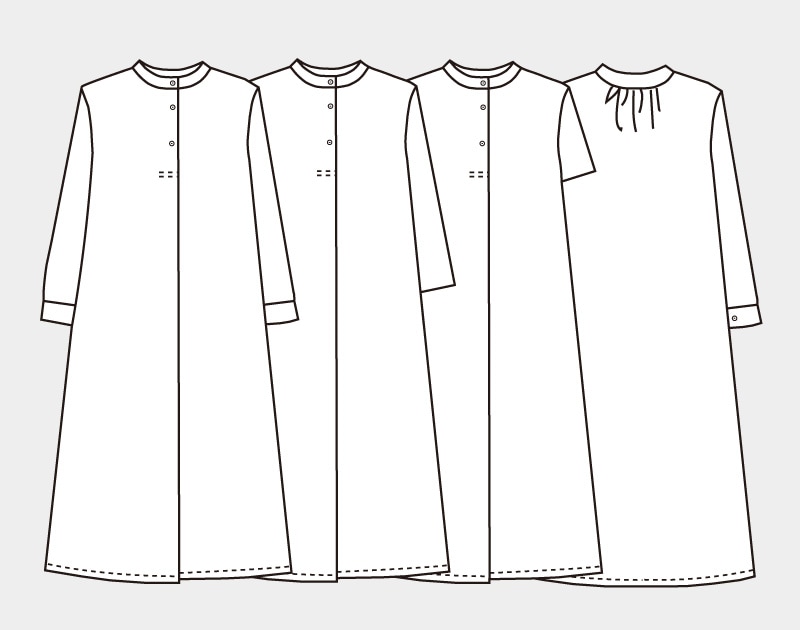 実物大型紙【No.60】スタンドカラーの前タックワンピース(SML・2L) [M
