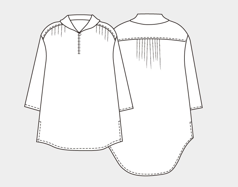 実物大型紙【No.160】ヨーク切り替えの衿付きタックブラウス(SML・2L