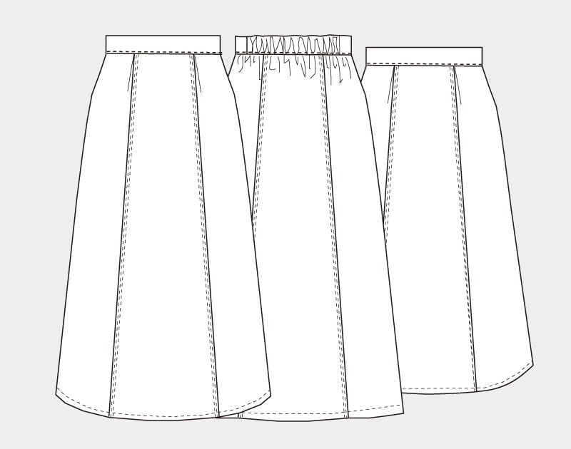 実物大型紙【No.347】切り替えがアクセントのAラインスカート(SML・2L