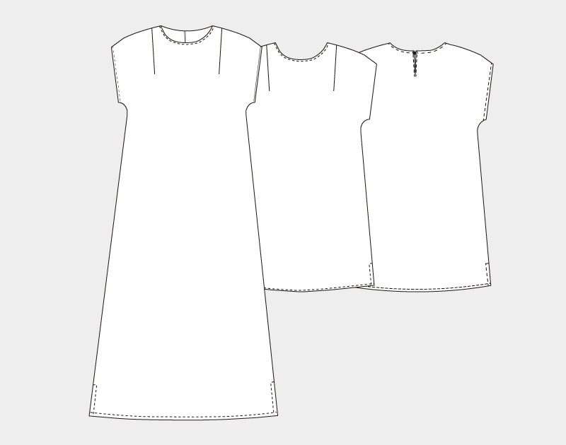 実物大型紙【No.193】肩タック入りのフレンチスリーブワンピース