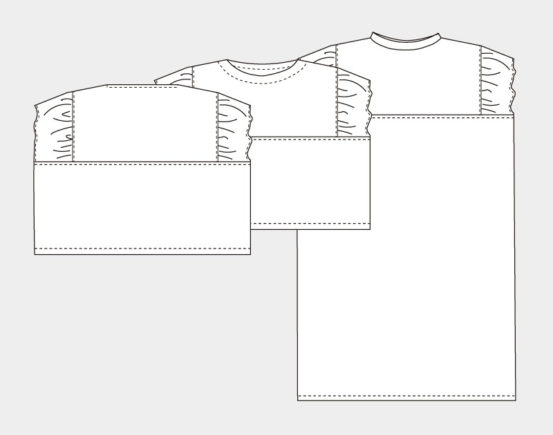実物大型紙【No.6100】スクエアラインの切り替えフリル袖ブラウス