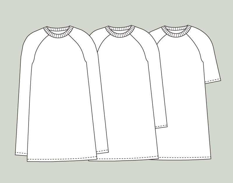 寸法図【NO.6200】衿リブがアクセントのラグランスリーブニット