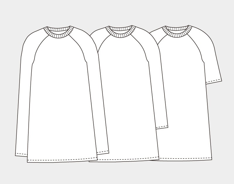 実物大型紙【No.6200】衿リブがアクセントのラグランスリーブニット