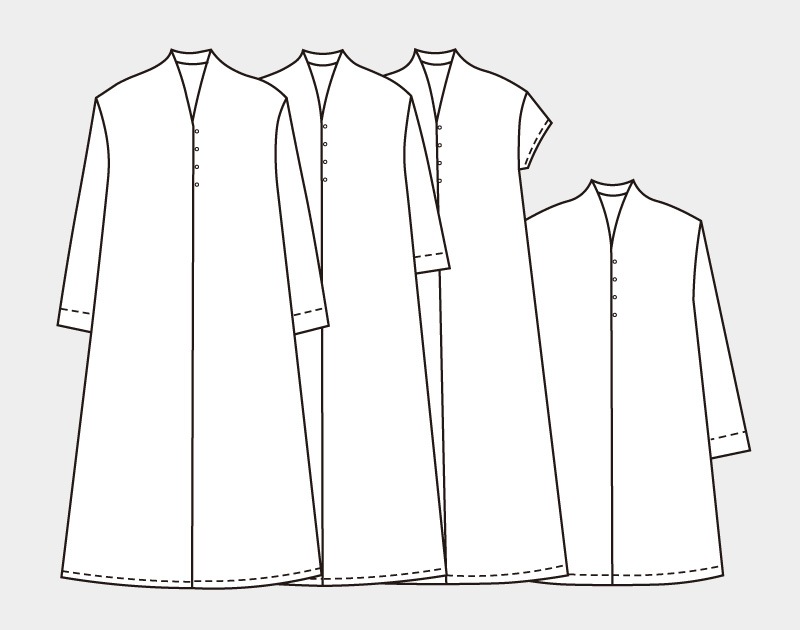アウトレット】実物大型紙【No.98】立ちあがり衿のボタンワンピース