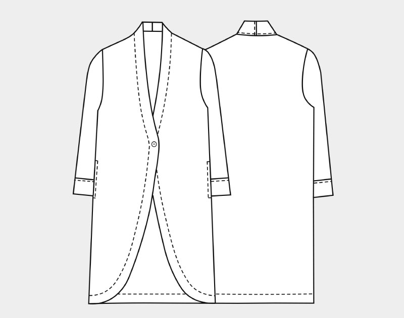 アウトレット】実物大型紙【No.653】ワンボタンのラウンドカットコート