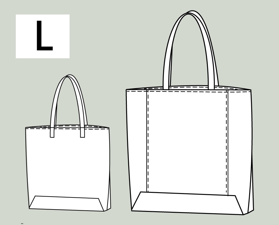 寸法図【NO.31182】スラッシュポケット付きトートバッグ【L】 [M便 0/1