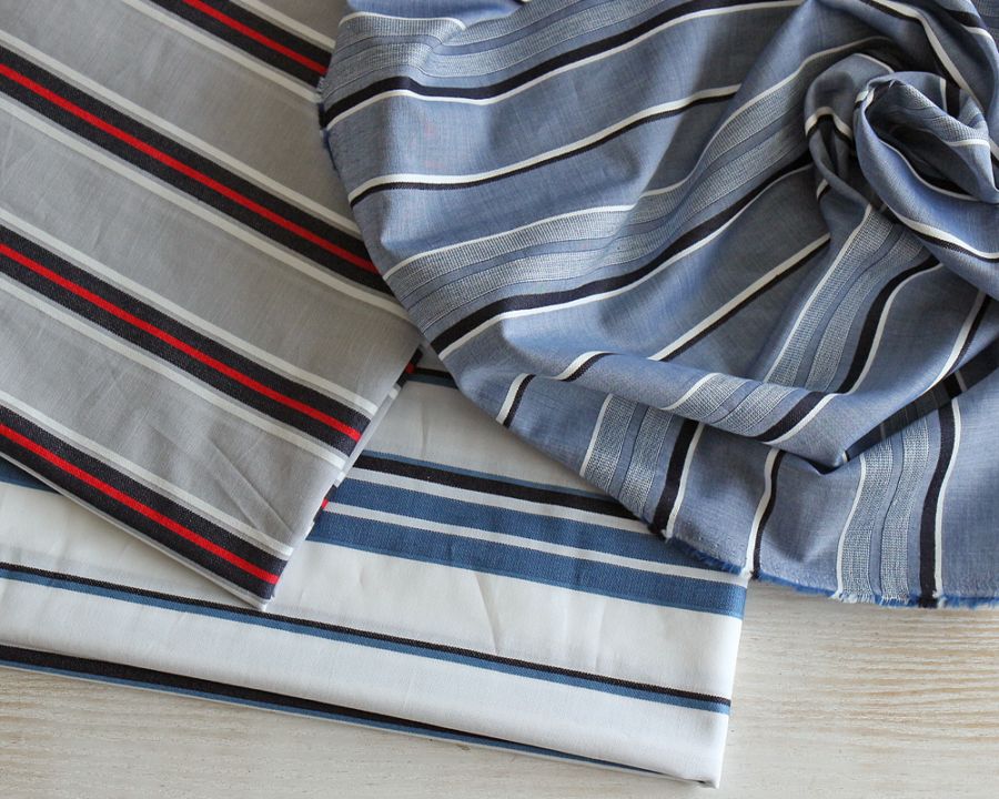 播州織＞ドビー織のかろやかストライプコットン Carine [M便 1/6]の