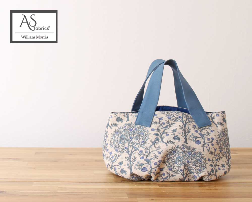 ☆【William Morris】LITTLE GARDEN /Blue Multi パンプキンバッグ(S