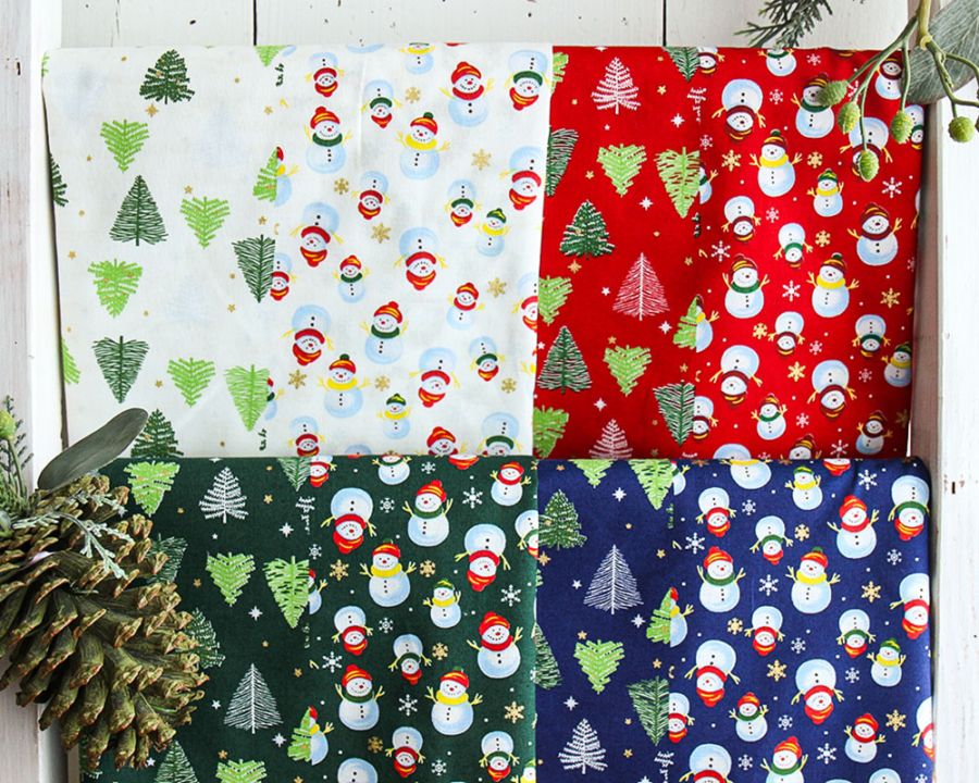 ストライプパッチワークデザインのクリスマスプリント Snowman [M便 1