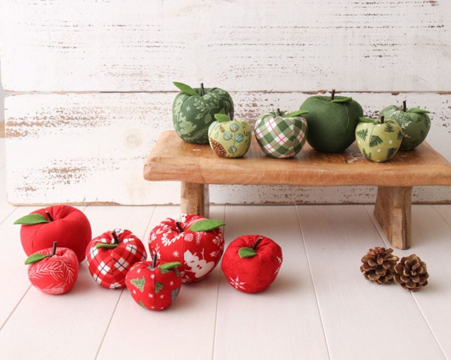 ☆アメリカンコットンで作る「リンゴのオーナメント（6個セット