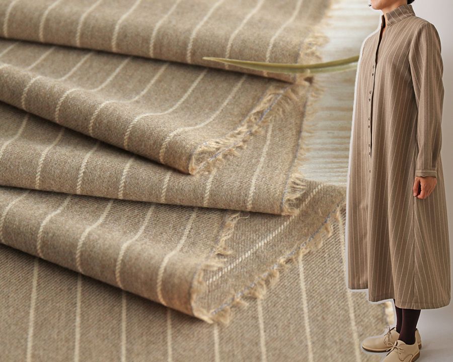 Sanon　0331 5mカット】＜Made in 尾州＞ドビー織ストライプのプレミアムサキソニー