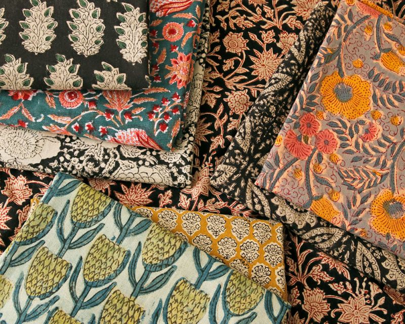 ブロックプリントのコットンリネン・フランネル Darla [M便 1/4]の通販