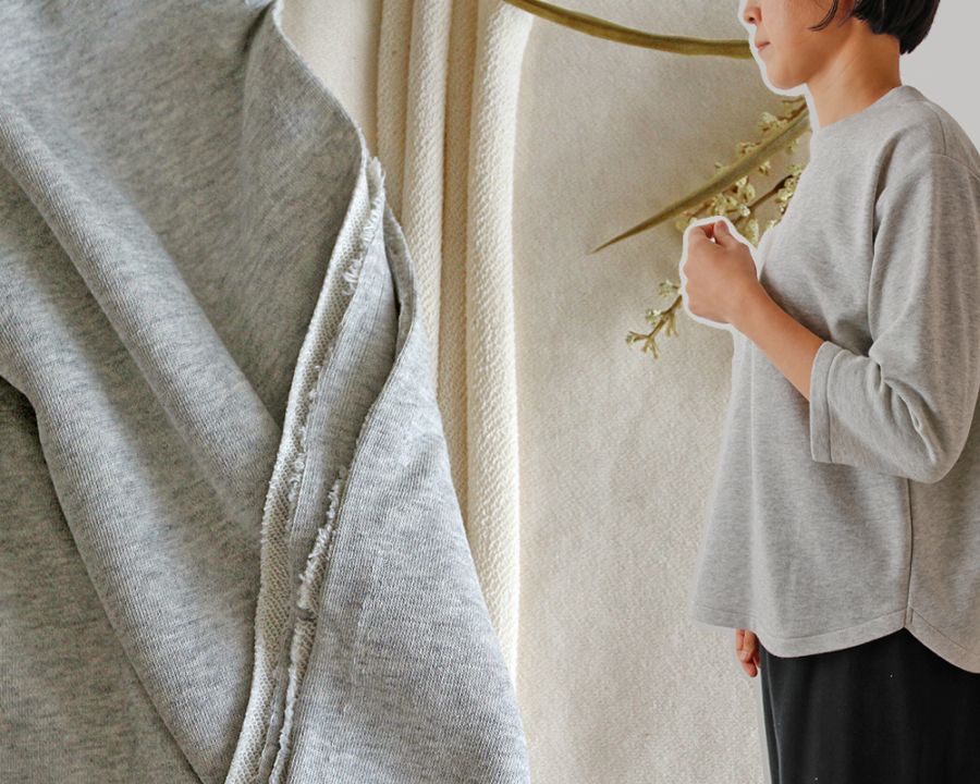 ナチュラルカラーのコットンミニ裏毛スウェットニット Marta [M便 1/2