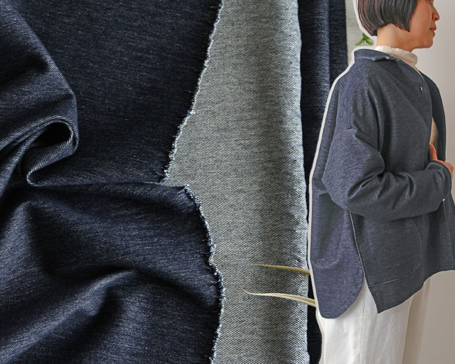 ソフト加工＞くったりやわらかなコットンデニムニット Leonie [M便 1/2