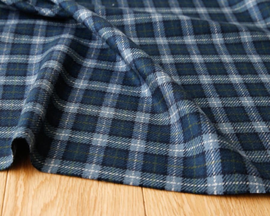 UNIVERSALLANGUAGE 未使用CANONICOネイビーチェックJK made in 尾州＞ウール混の柔らか軽やかツイードチェック Pascale [M便