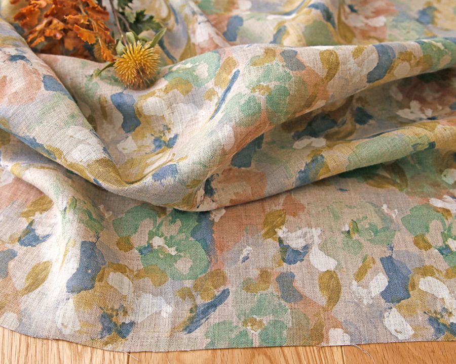 ナチュラルソフト加工＞60番手・リネンプリント Olivia [M便 1/6]の