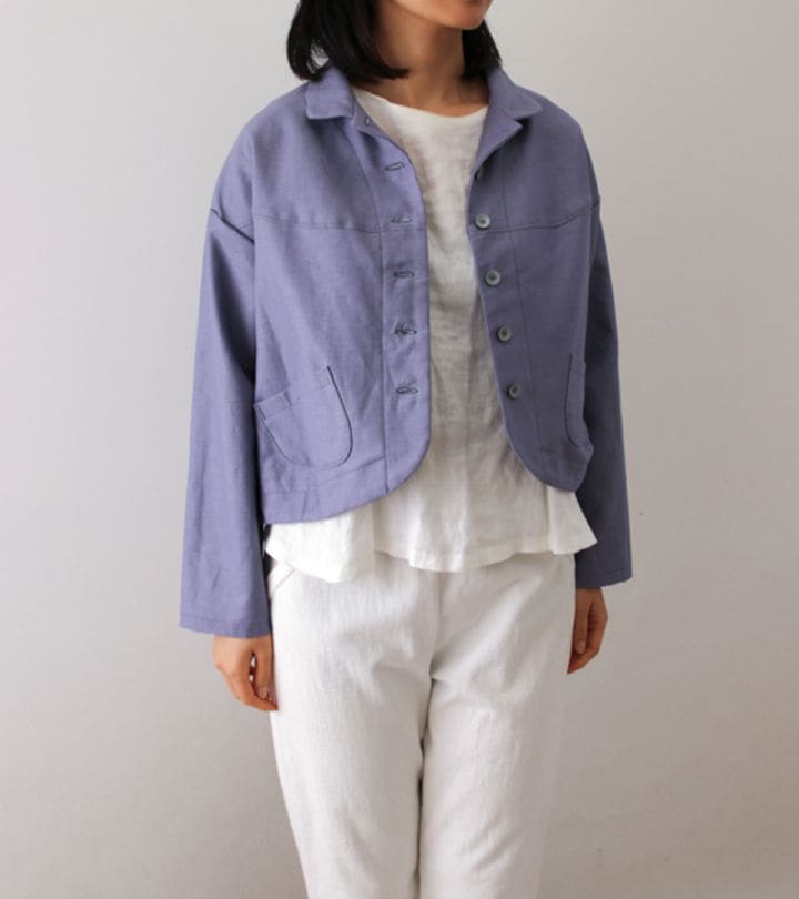 サンプル販売】ヨーク切り替えのスタンドカラーショートジャケット