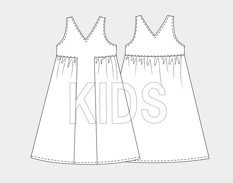 実物大型紙【No.1055】（キッズ）サイドギャザーの子どもノースリーブ