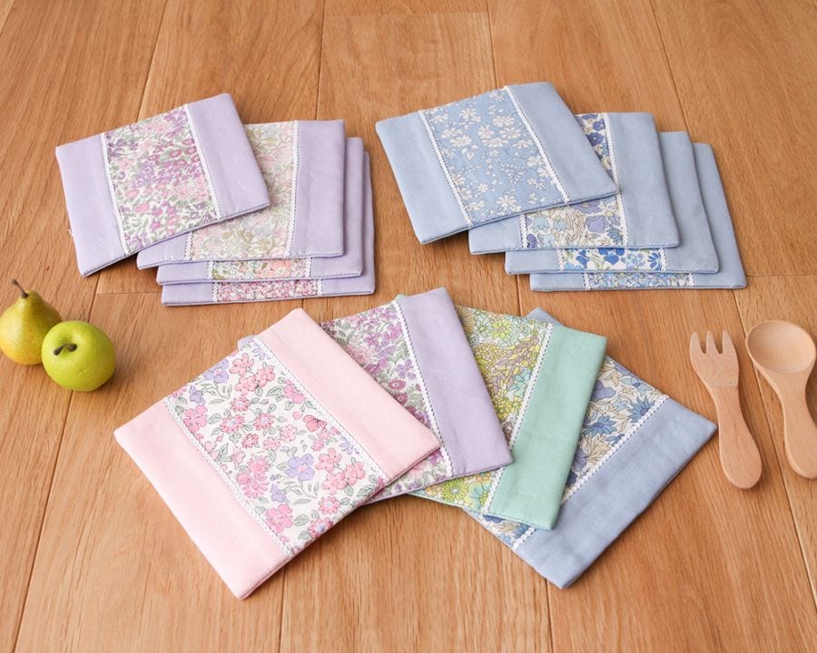 ☆Libertyで作る「お花模様のコースター4枚セット」キット [M便 1/3]の