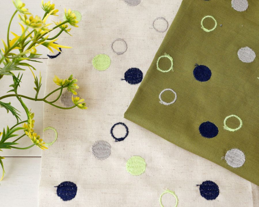 カットクロス】マルチドットの刺繍ファブリック Orianne [M便 1/12]の