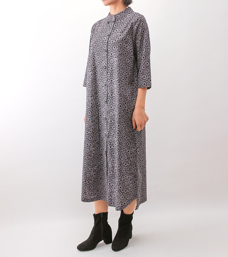 サンプル販売】ダブル合わせのスタンドカラーワンピース SAMPLE 3140